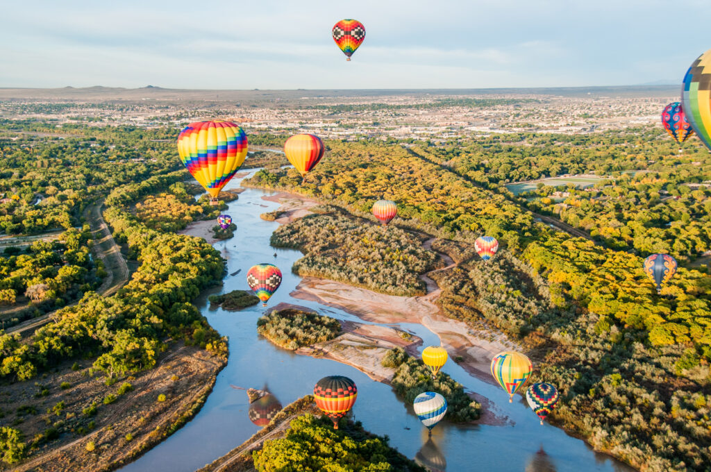 new mexico scenery and hot air balloons
