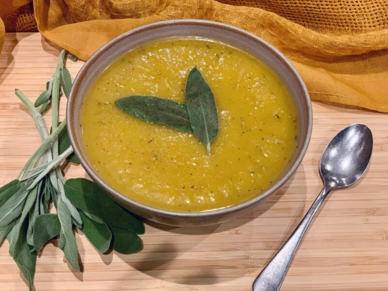 roasted acorn squash and sage soup