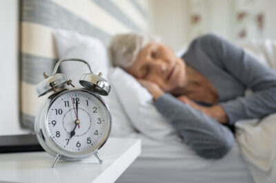 senior woman oversleeping