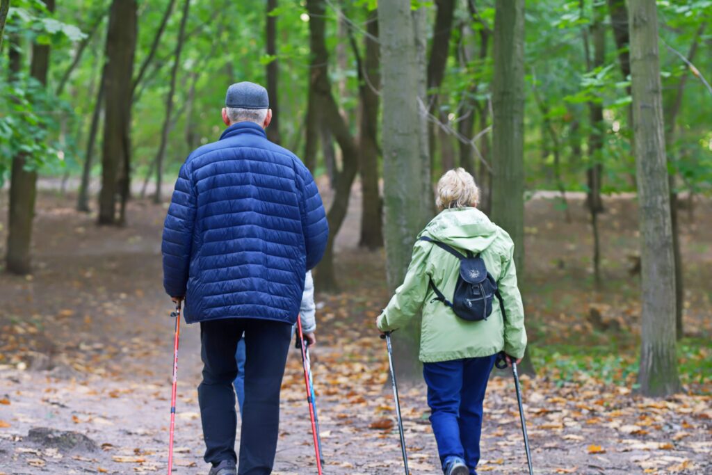 couple, elderly, trekking