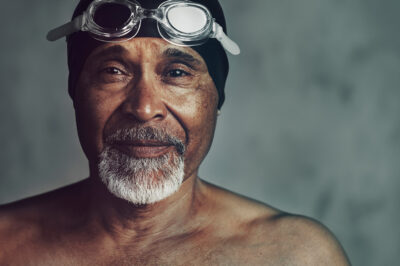 Senior man swimmer