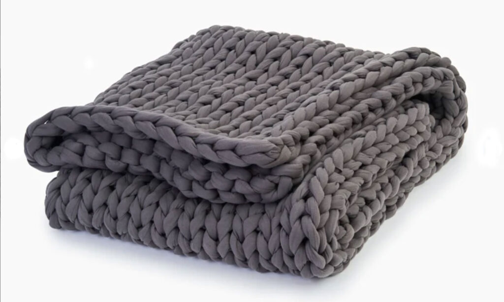 folded, weighted blanket
