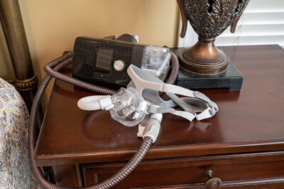 cpap machine on bedside table