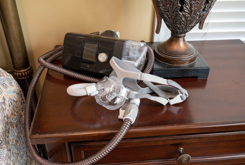 cpap machine on bedside table