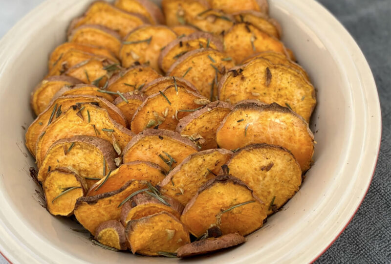 baked sweet potatoes in a dish