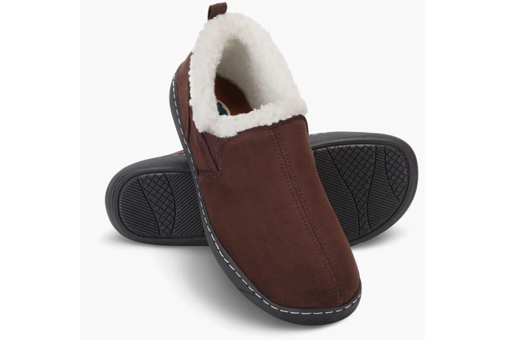 a brown pair of slippers