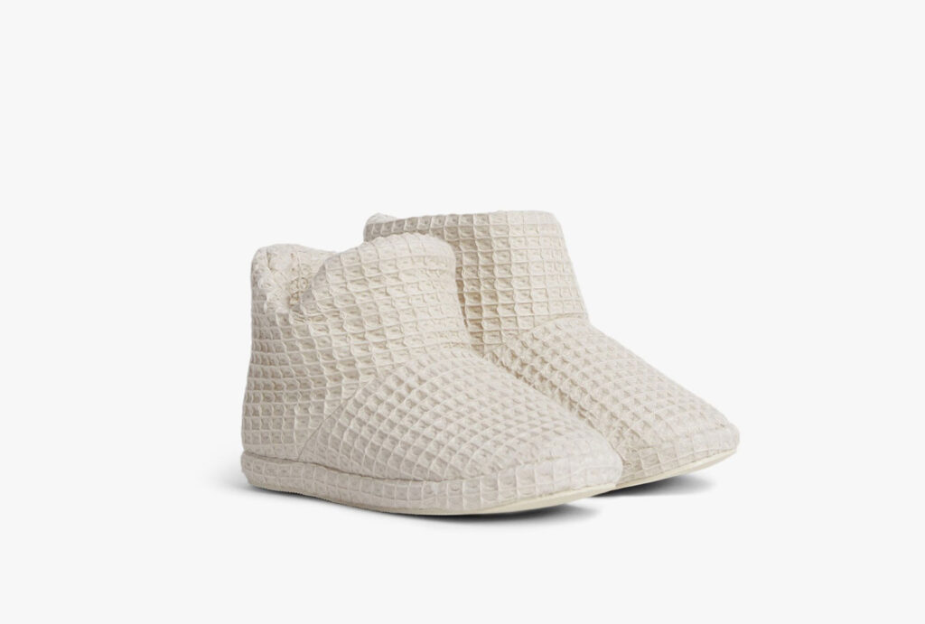 beige-colored bootie-style slippers