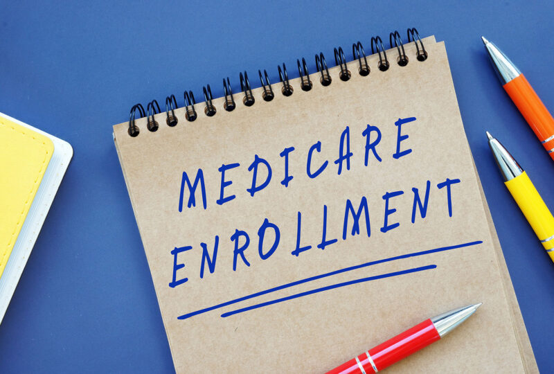 Conceptual photo about Medicare Enrollment with handwritten text.