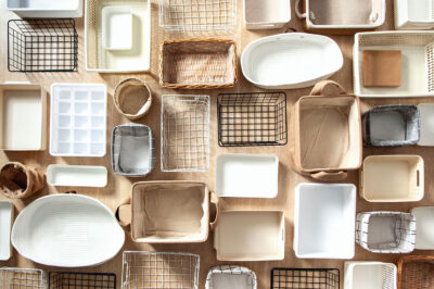containers and baskets with different sizes and shapes