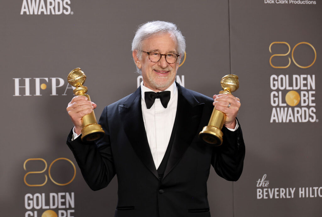 director steven spielberg holding golden globe awards