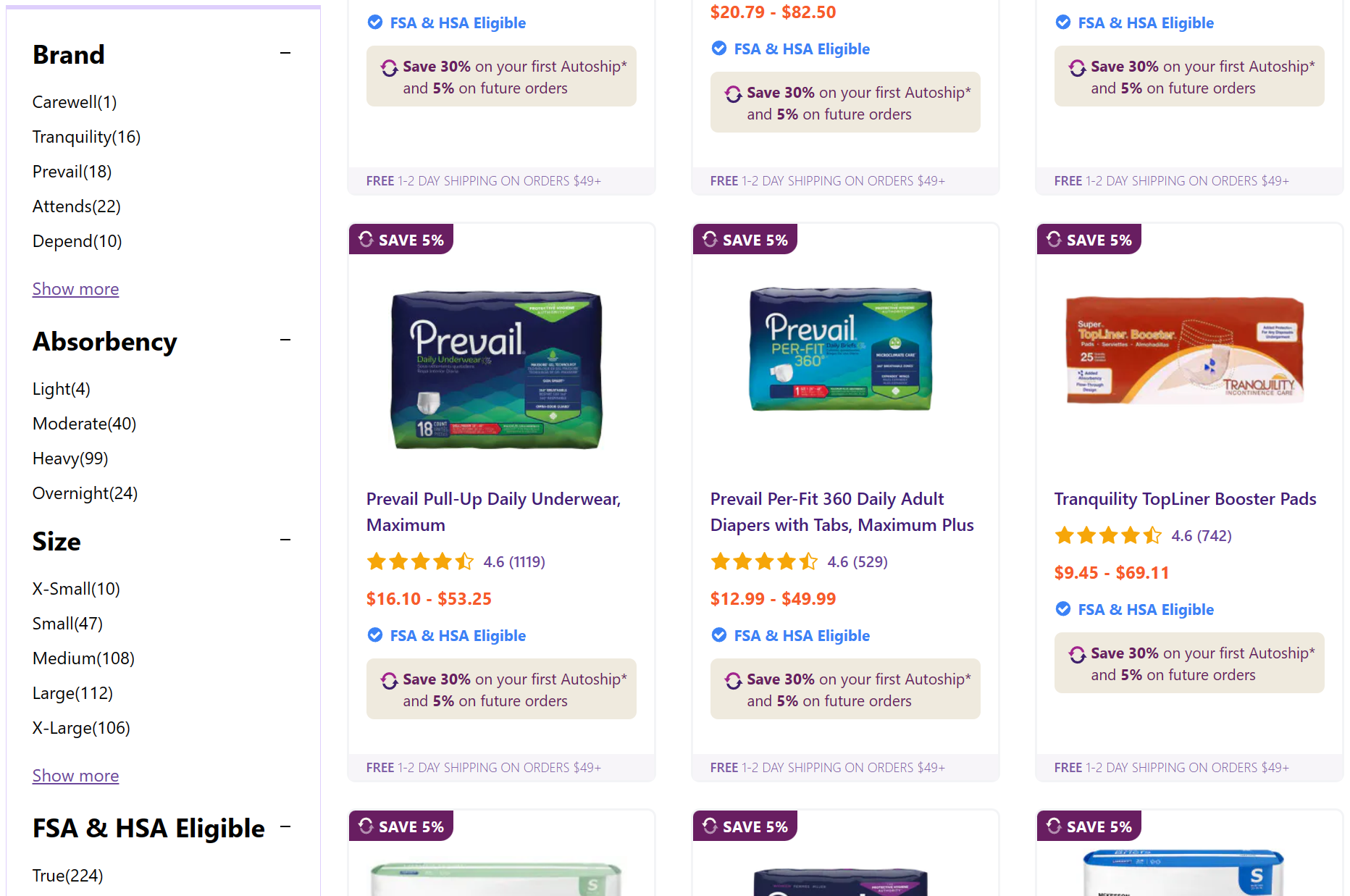 Carewell.com diapers and underwear