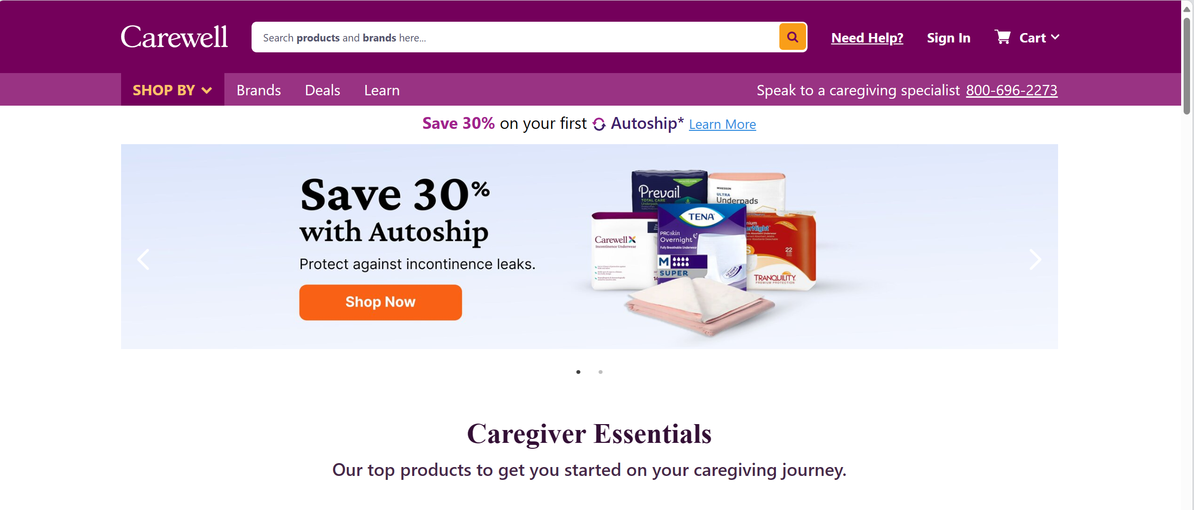 Carewell.com website products